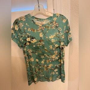L'AGENCE Ressi Teal Floral Short Sleeve Tee